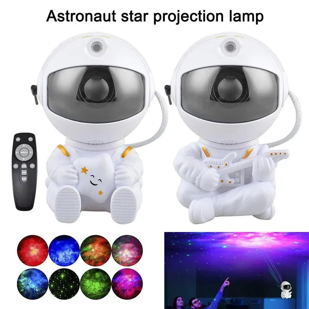 Proyector Cohete Astronauta con 12 Discos de Cielo Estrellado – Lámpara Nocturna Planetario