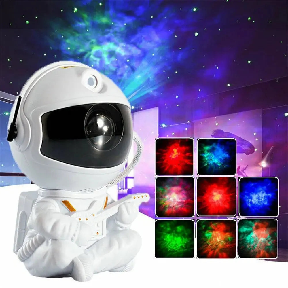 Proyector Cohete Astronauta con 12 Discos de Cielo Estrellado – Lámpara Nocturna Planetario