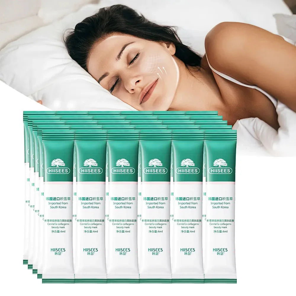 Mascarillas Faciales Nocturnas Centella & Colágeno (30 pcs) | Ilumina, Reafirma e Hidrata Profundamente